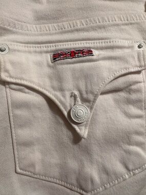 White Men’s Jeans with Red Accent Patch - Unbranded